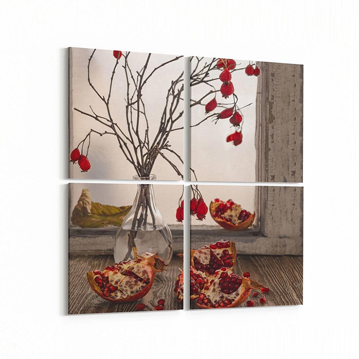 Olla 15307K4 Gıda Görseli Kare 4'lü Kanvas Tablo (Ölçü: 145X145)