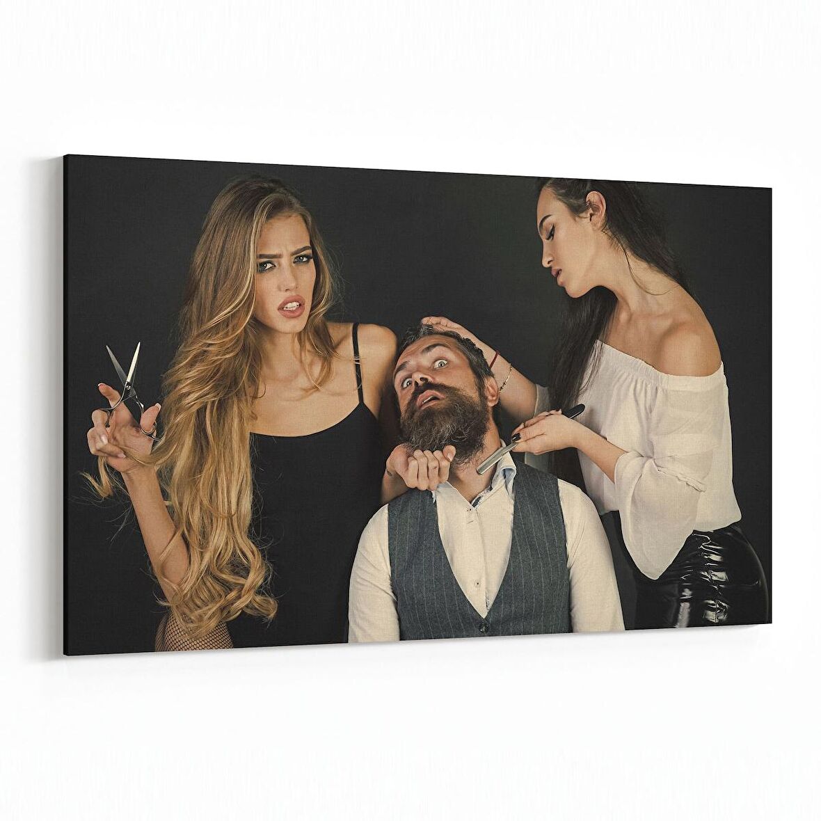 Olla 16303Y Kuaför / Berber Görseli Yatay Kanvas Tablo (Ölçü: 70X50)