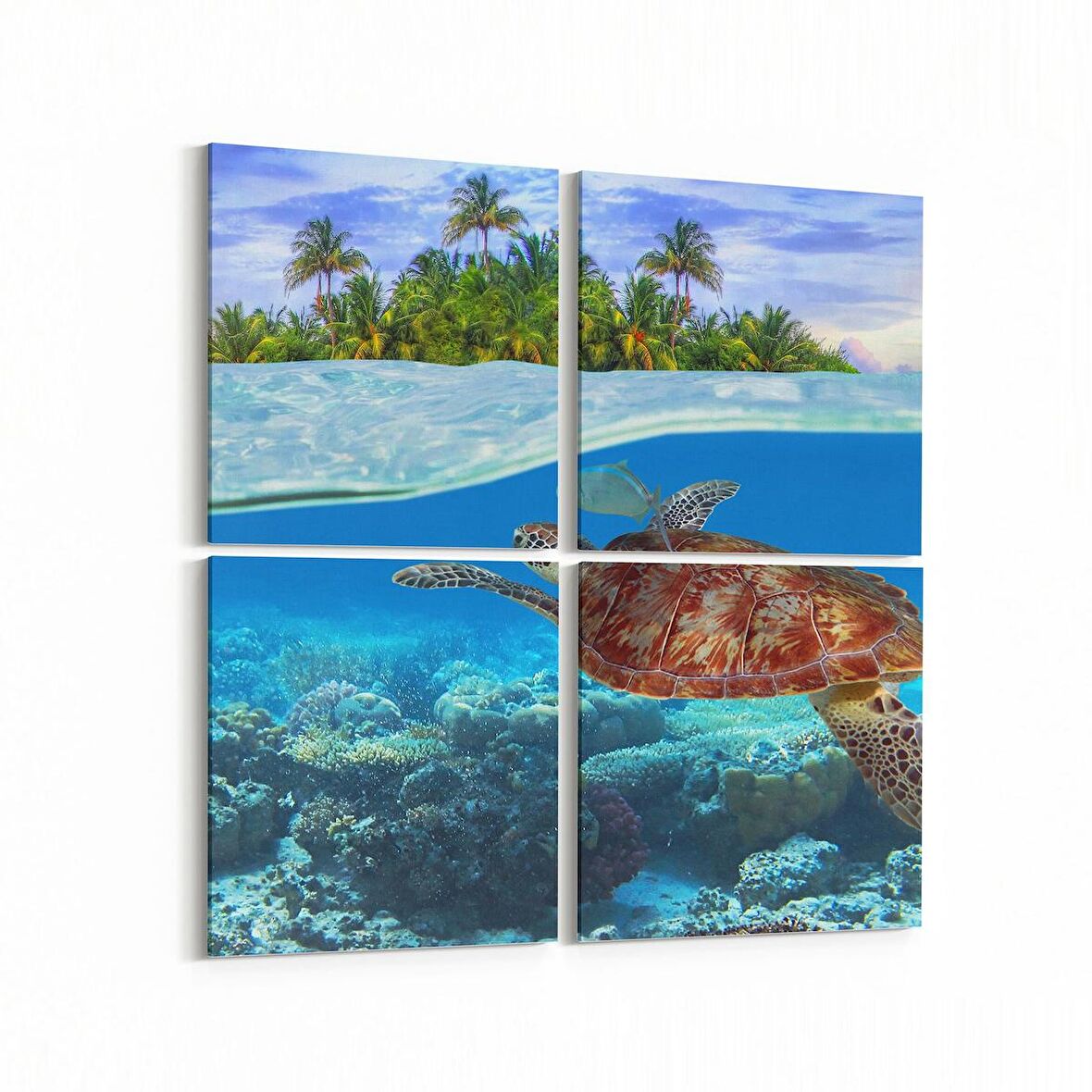 Olla 12985K4 Deniz / Okyanus Görseli Kare 4'lü Kanvas Tablo (Ölçü: 145X145)