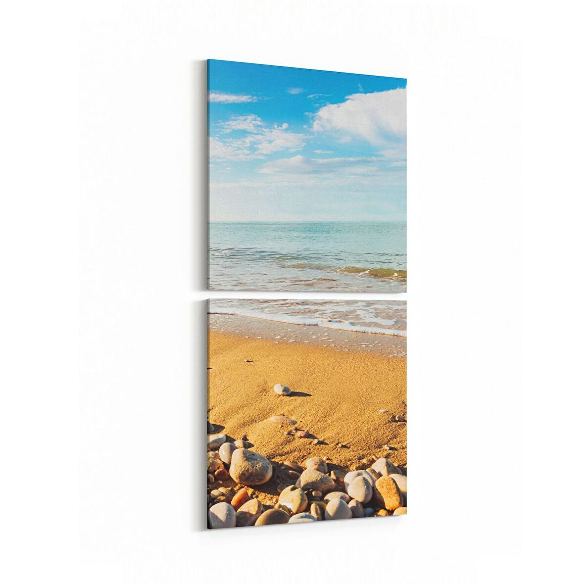 Olla 16491K2D Kumsal / Sahil Görseli Kare 2'li Dikey Kanvas Tablo (Ölçü: 30X65)