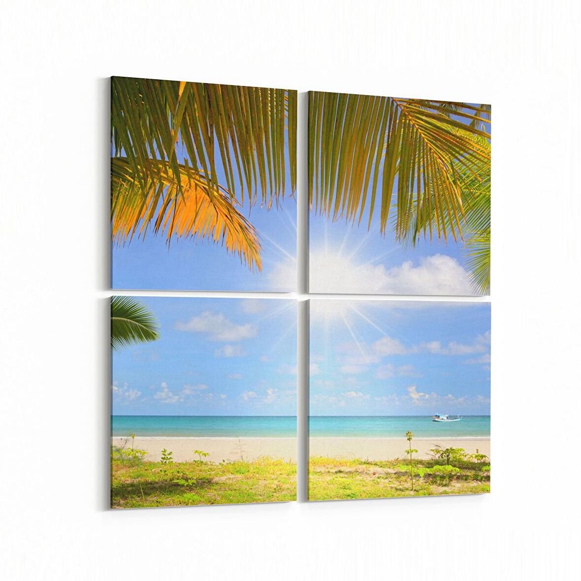 Olla 16555K4 Kumsal / Sahil Görseli Kare 4'lü Kanvas Tablo (Ölçü: 145X145)