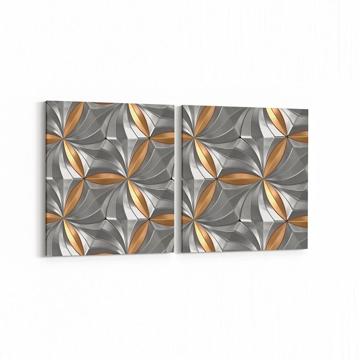 Olla 14958K2Y Geometrik Desen Görseli Kare 2'li Yatay Kanvas Tablo (Ölçü: 145X70)