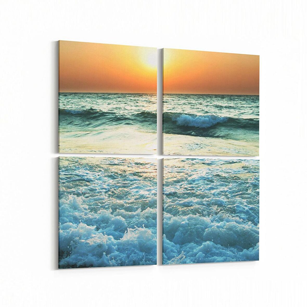 Olla 15976K4 Günbatımı Görseli Kare 4'lü Kanvas Tablo (Ölçü: 145X145)