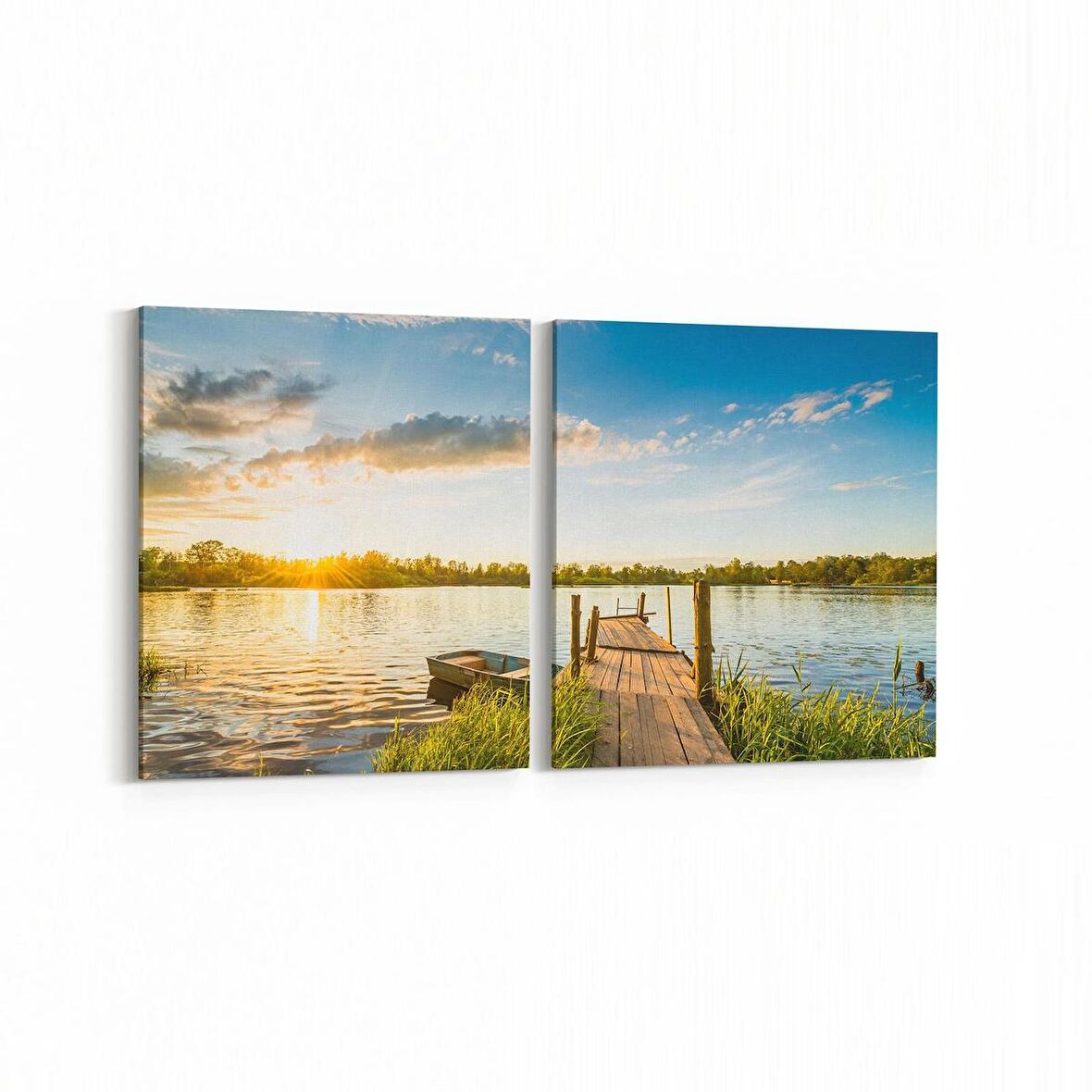 Olla 13849K2Y Doğa / Manzara Görseli Kare 2'li Yatay Kanvas Tablo (Ölçü: 85X40)