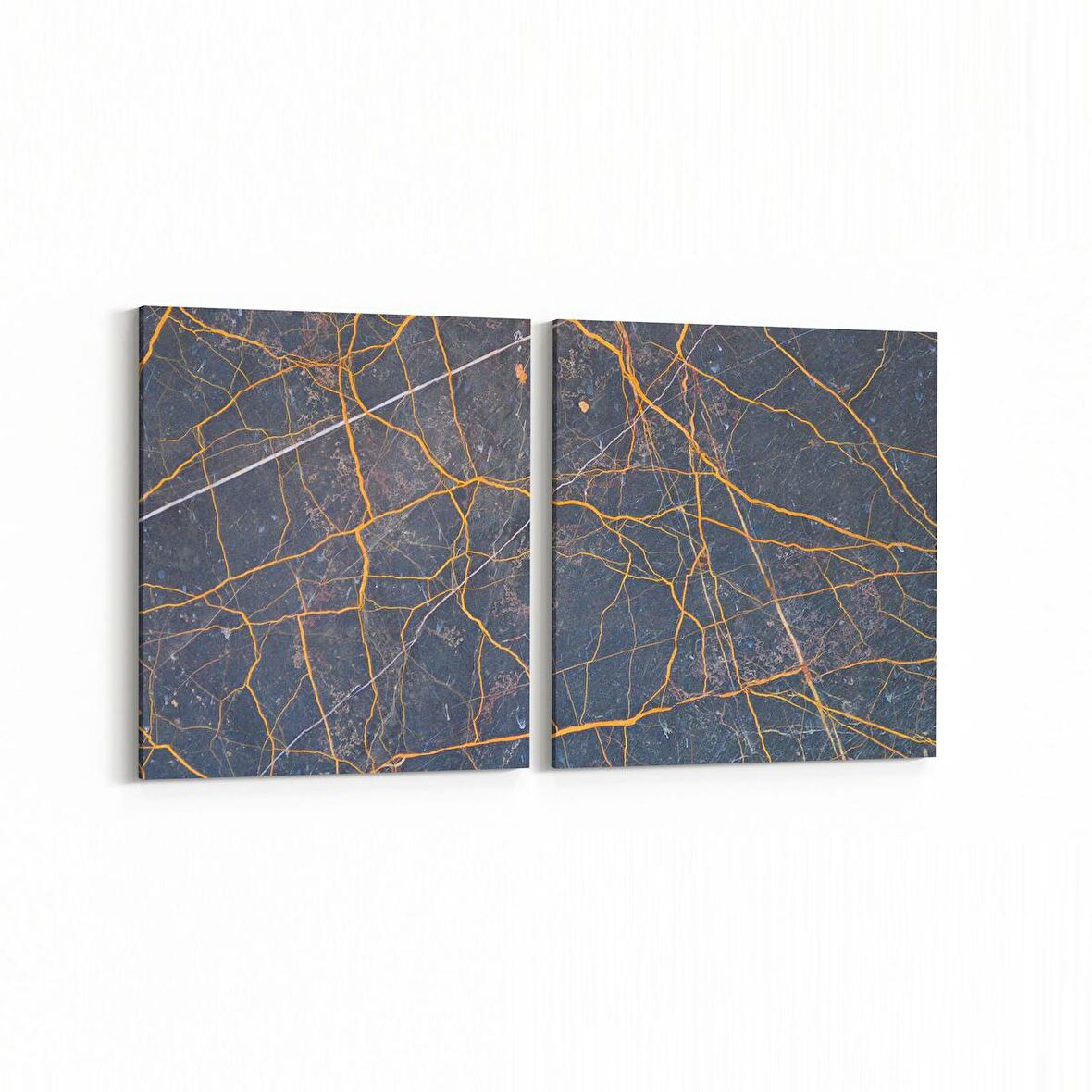 Olla 16695K2Y Mermer Desen Görsel Kare 2'li Yatay Kanvas Tablo (Ölçü: 145X70)