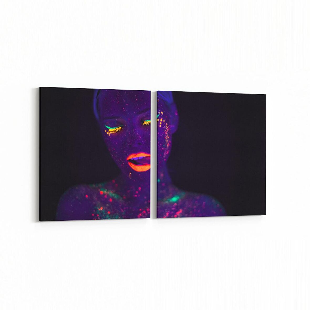 Olla 16783K2Y Model / Manken Görseli 2'li Yatay Kanvas Tablo (Ölçü: 65X30)