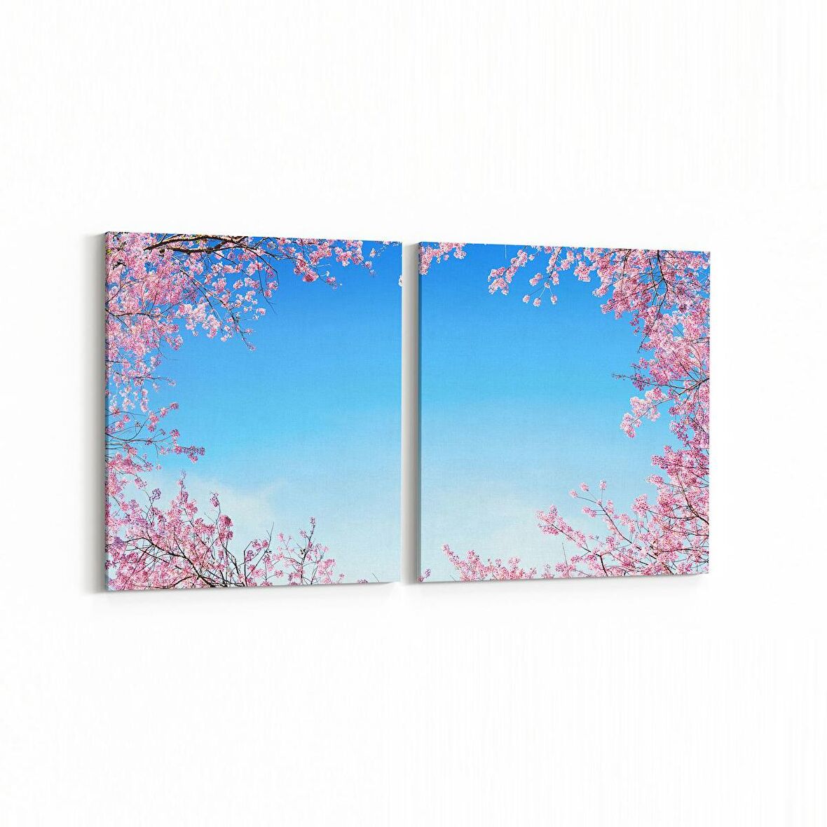 Olla 10880K2Y Ağaç Görseli Kare 2'li Yatay Kanvas Tablo (Ölçü: 125X60)