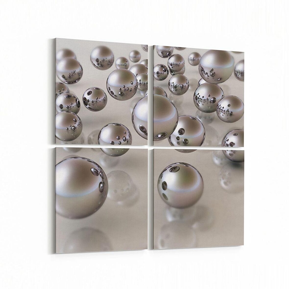 Olla 10068K4 Abstract Görsel Kare 4'lü Kanvas Tablo (Ölçü: 125X125)