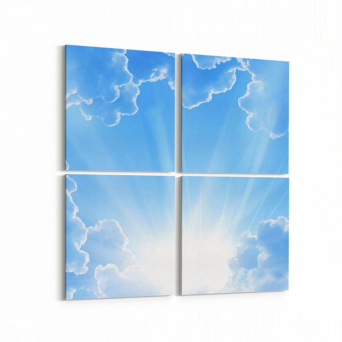 Olla 15733K4 Gökyüzü Bulut Görseli Kare 4'lü Kanvas Tablo (Ölçü: 65X65)