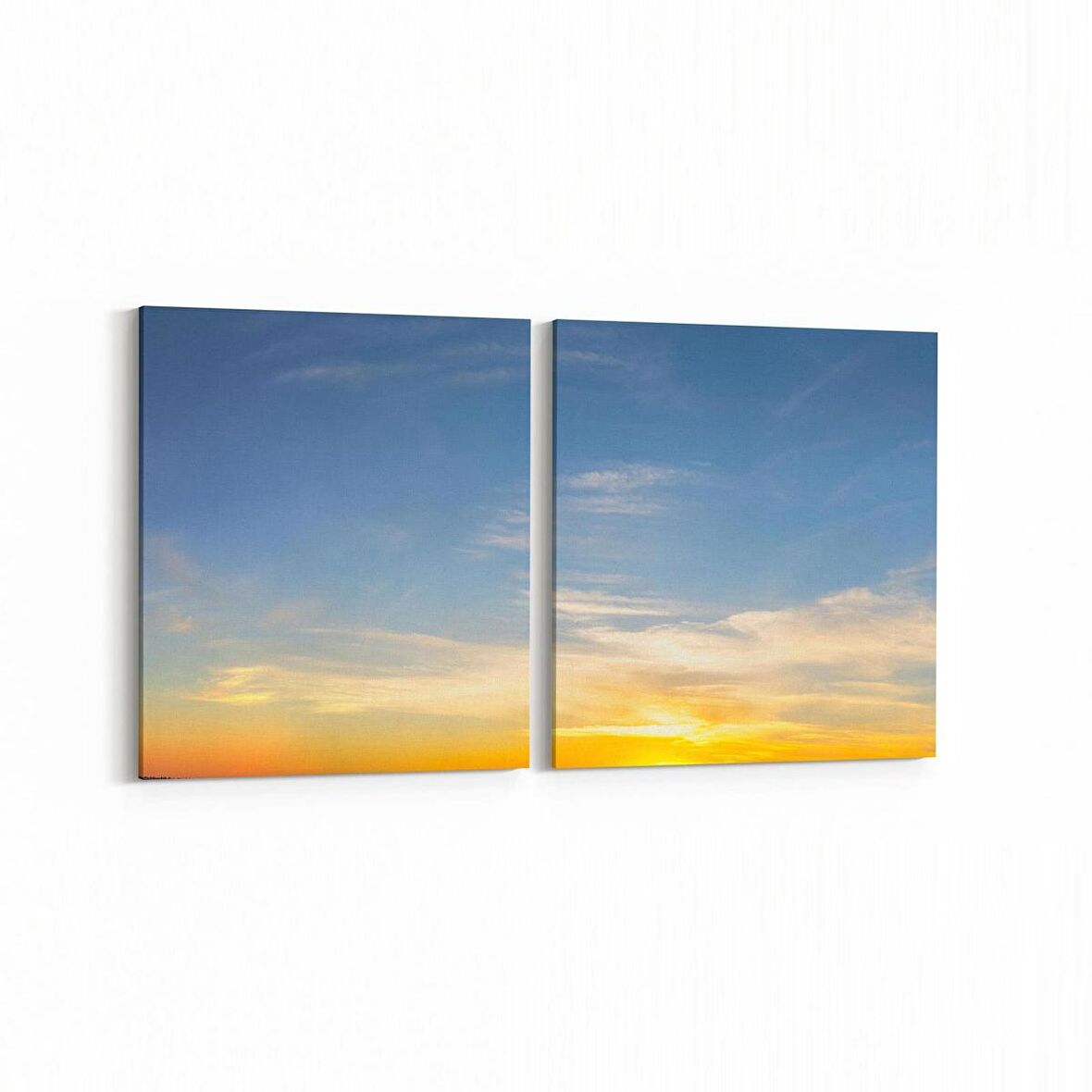 Olla 16065K2Y Günbatımı Görseli Kare 2'li Yatay Kanvas Tablo (Ölçü: 145X70)