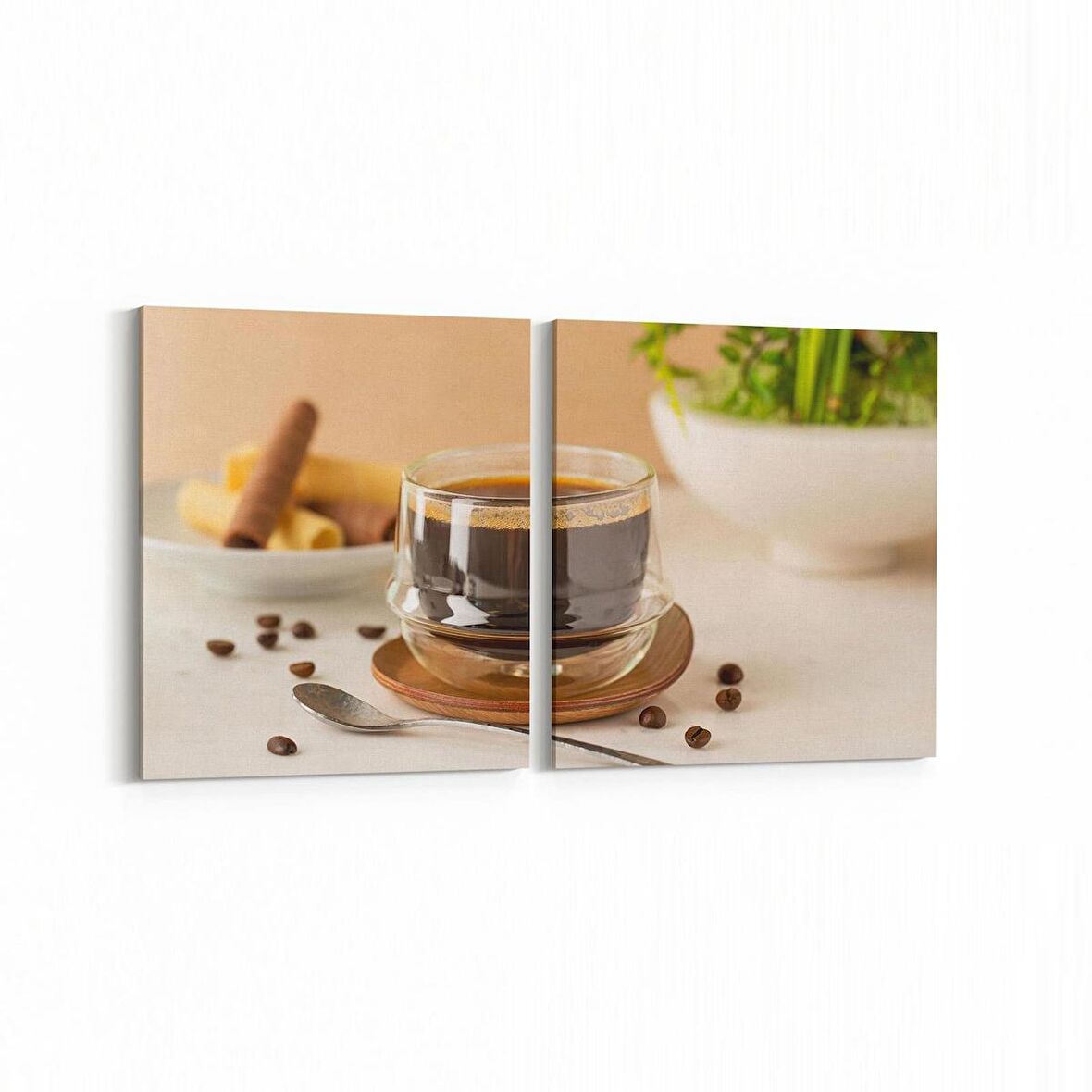 Olla 15062K2Y Gıda Görseli Kare 2'li Yatay Kanvas Tablo (Ölçü: 145X70)