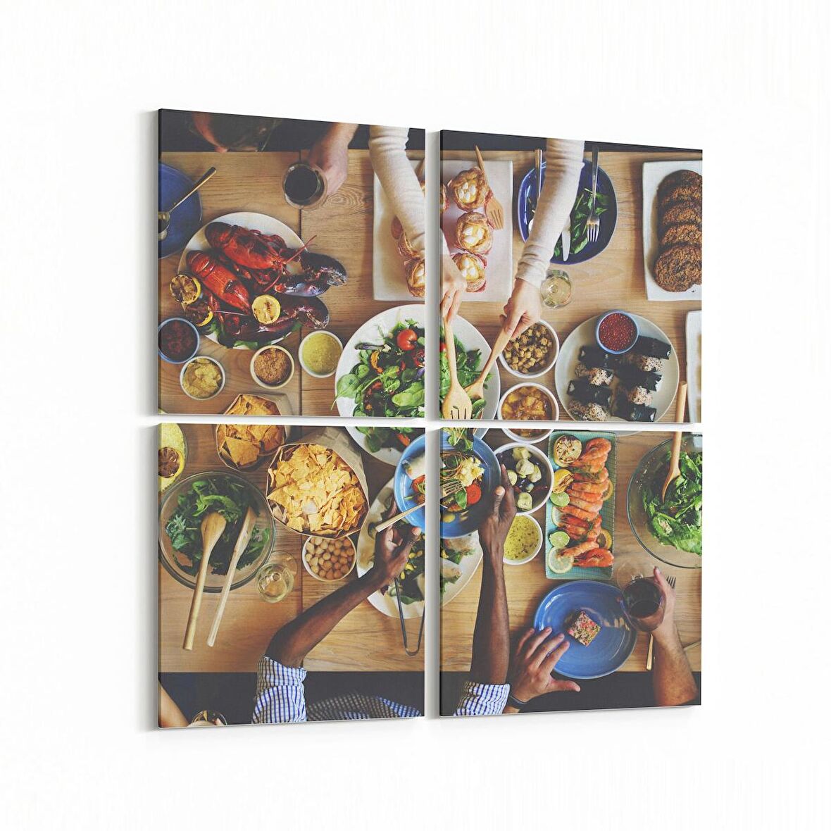 Olla 15185K4 Gıda Görseli Kare 4'lü Kanvas Tablo (Ölçü: 65X65)