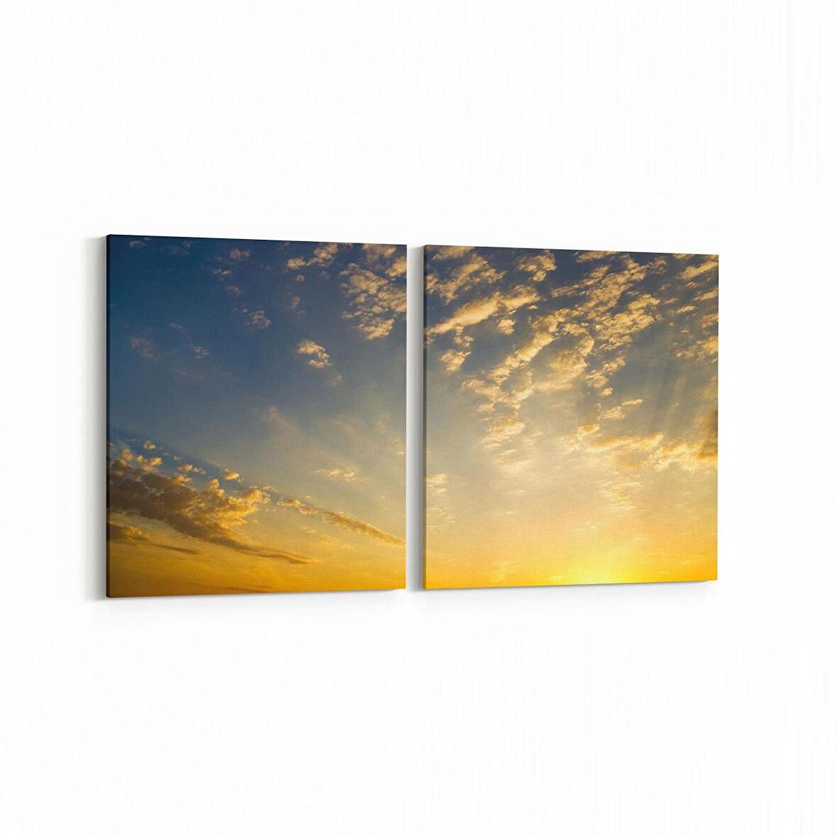 Olla 15921K2Y Günbatımı Görseli Kare 2'li Yatay Kanvas Tablo (Ölçü: 85X40)