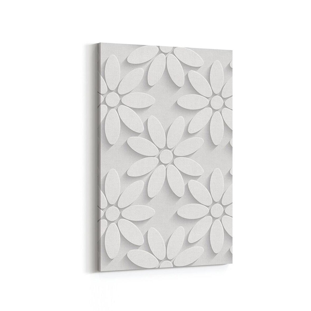 Olla 10450D Beyaz Kabartma Görseli Dikey Kanvas Tablo (Ölçü: 60X90)