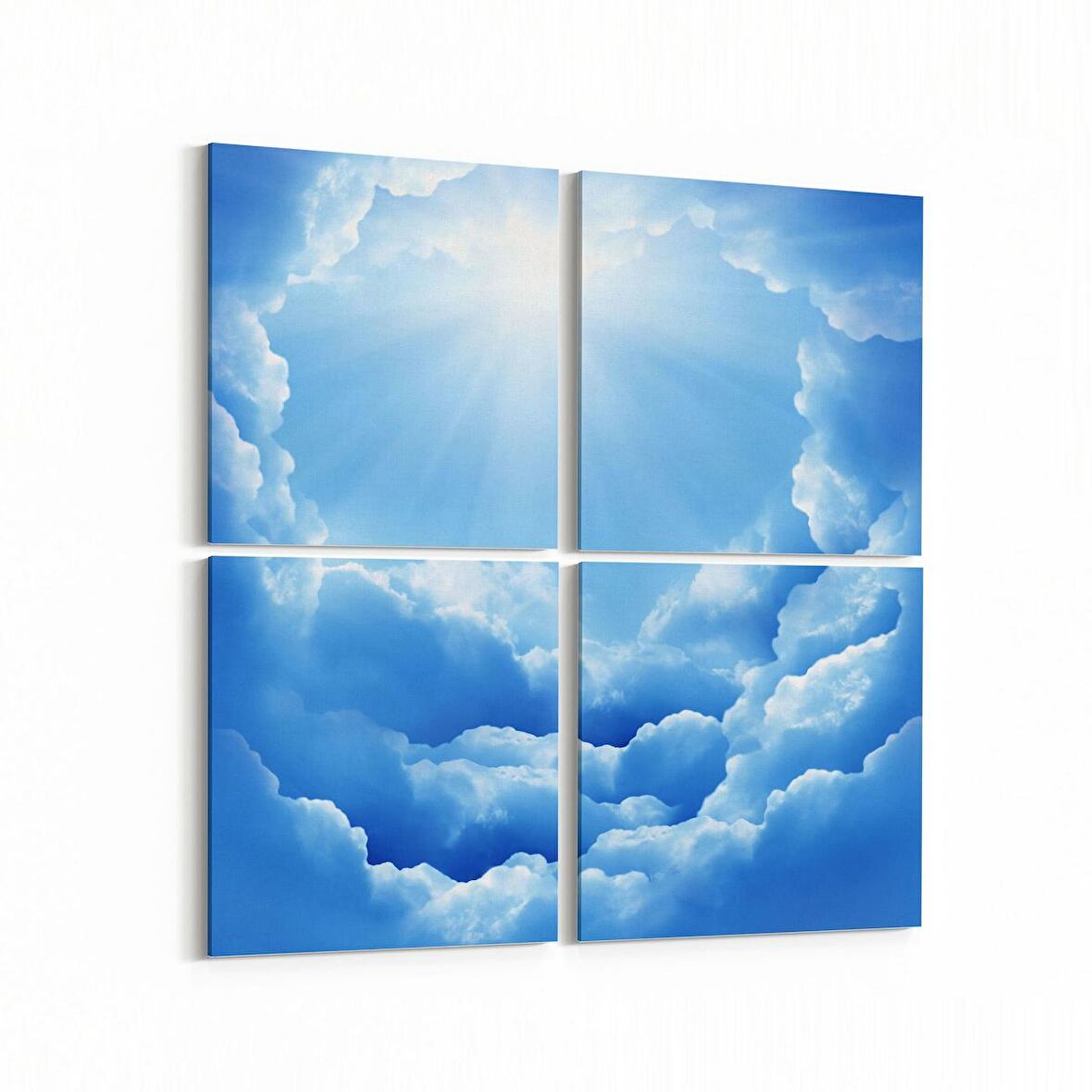 Olla 15774K4 Gökyüzü Bulut Görseli Kare 4'lü Kanvas Tablo (Ölçü: 65X65)