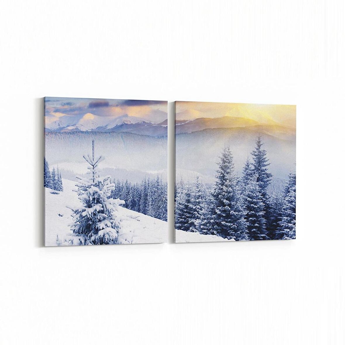 Olla 16125K2Y Günbatımı Görseli Kare 2'li Yatay Kanvas Tablo (Ölçü: 85X40)