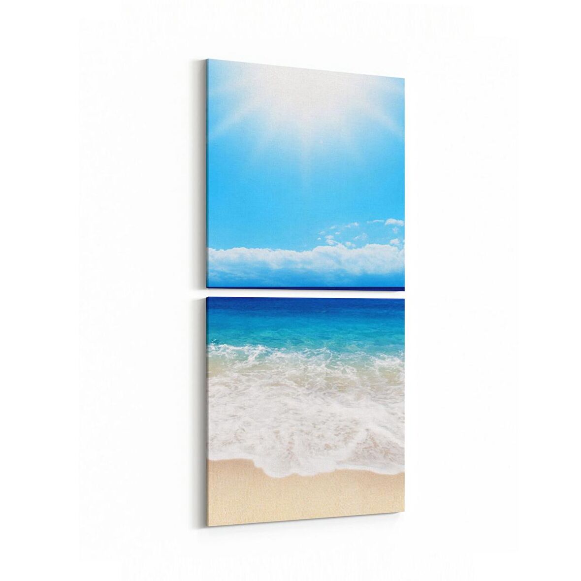 Olla 16526K2D Kumsal / Sahil Görseli Kare 2'li Dikey Kanvas Tablo (Ölçü: 30X65)