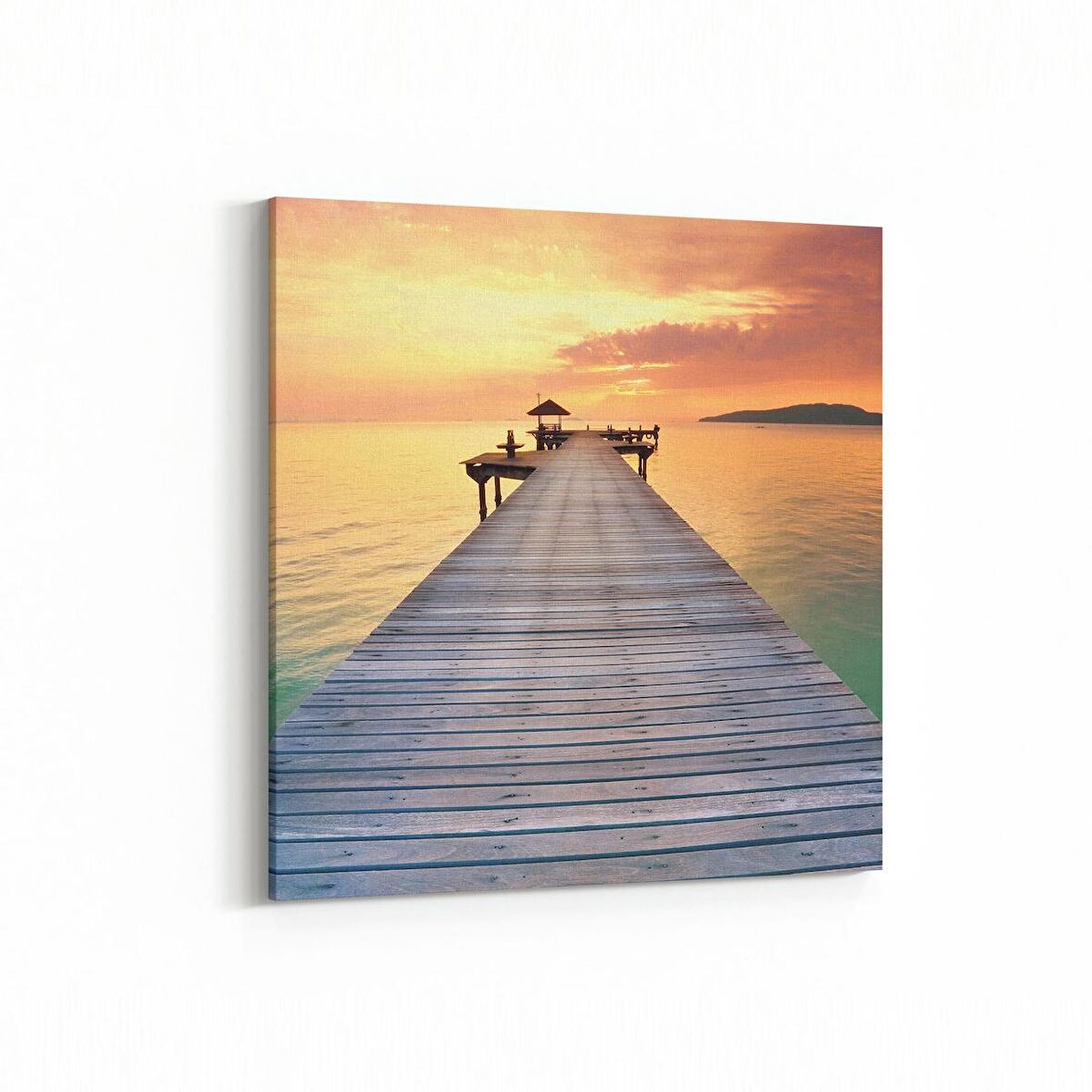 Olla 15958K Günbatımı Görseli Kare Kanvas Tablo (Ölçü: 25X25)