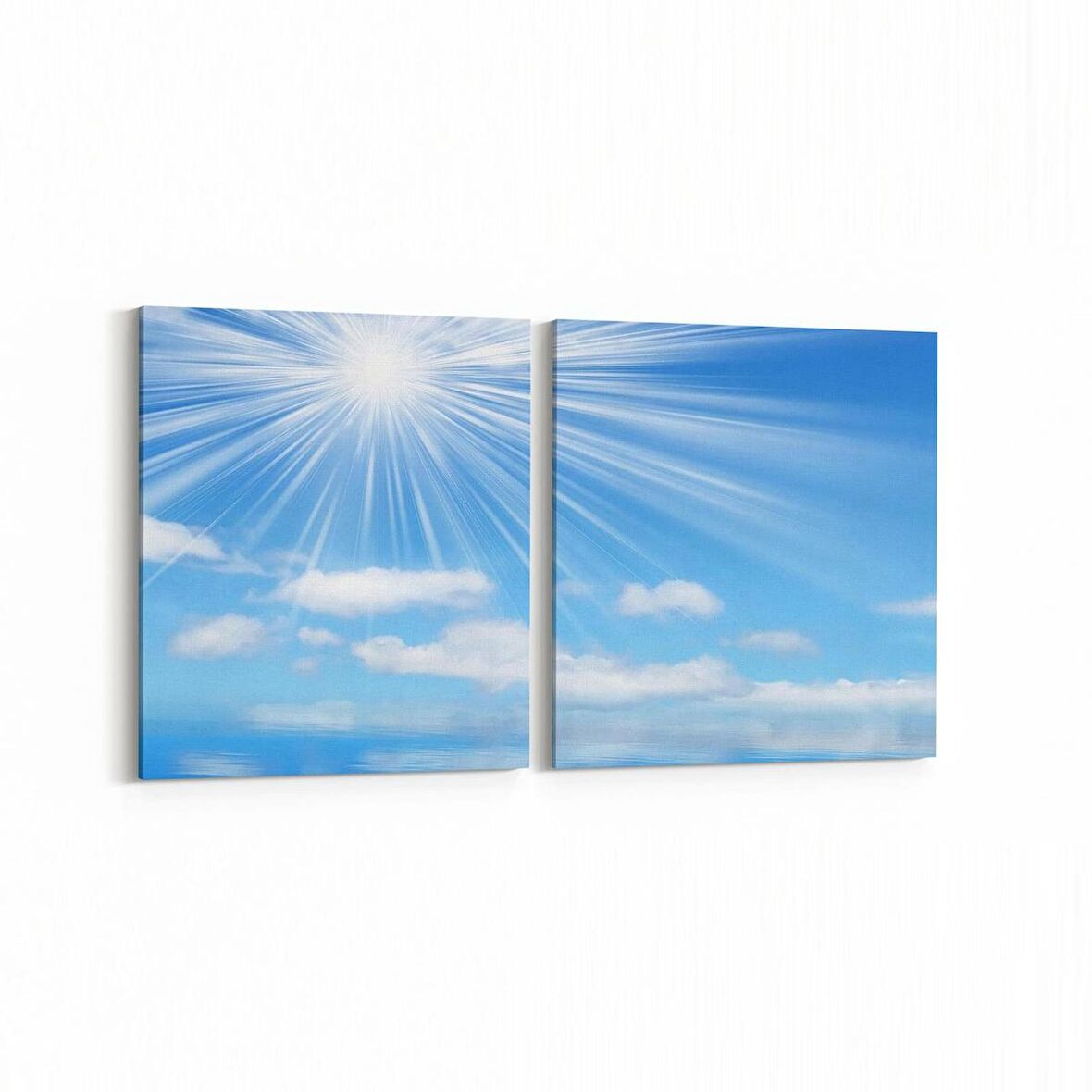 Olla 15596K2Y Gökyüzü Bulut Görseli Kare 2'li Yatay Kanvas Tablo (Ölçü: 125X60)