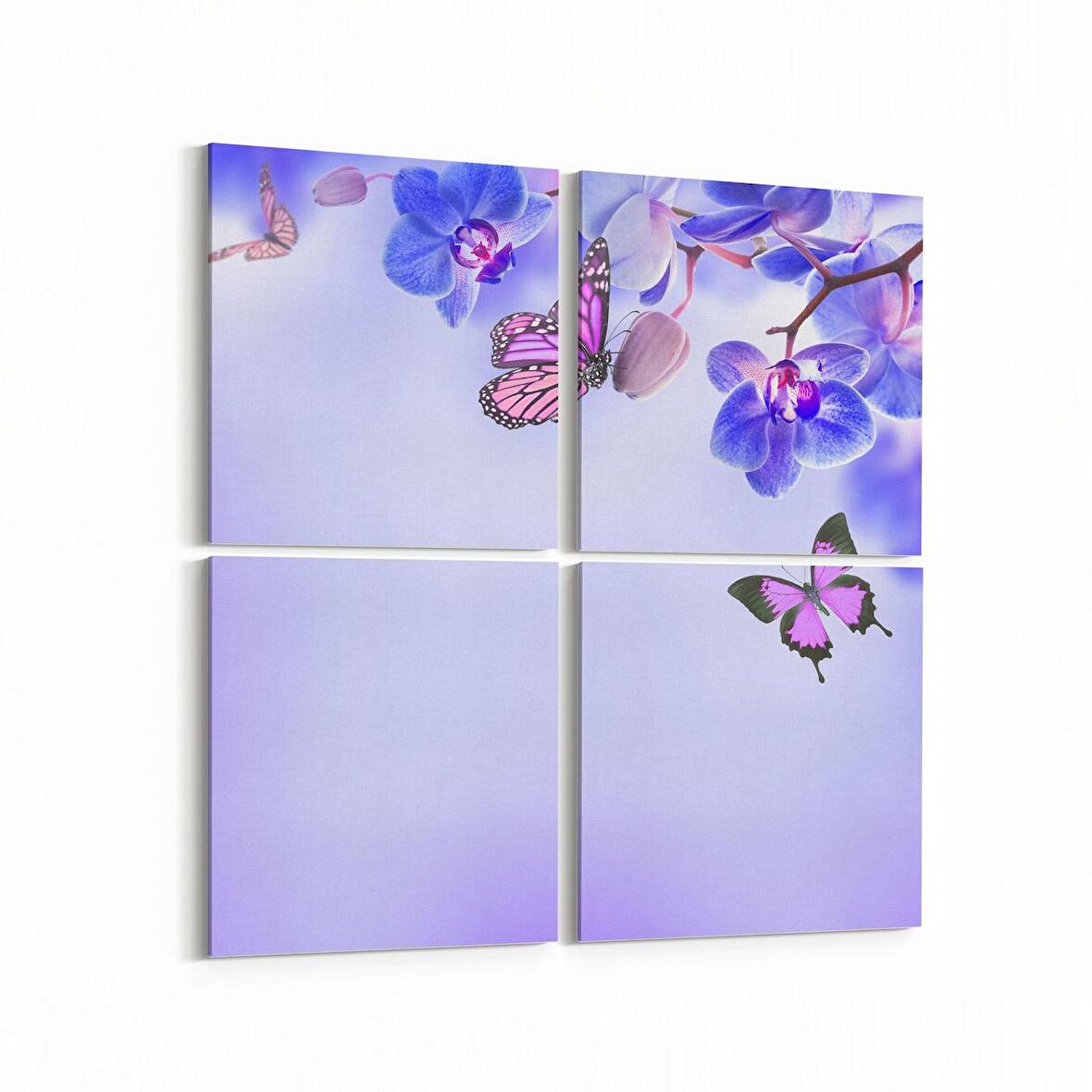 Olla 11699K4 Orkide Çiçek Görseli Kare 4'lü Kanvas Tablo (Ölçü: 145X145)