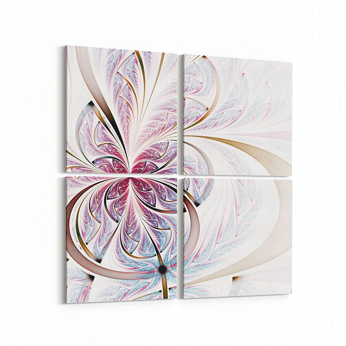 Olla 10129K4 Abstract Görsel Kare 4'lü Kanvas Tablo (Ölçü: 65X65)