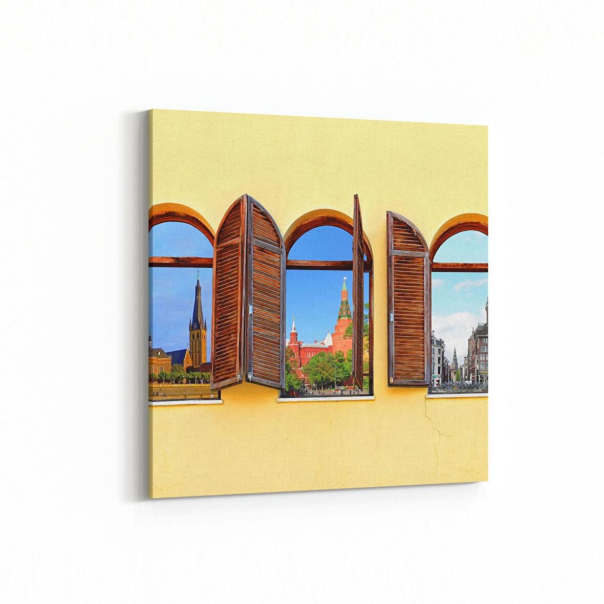 Olla 18239K4 Yapı Görseli Kare 4'lü Kanvas Tablo (Ölçü: 125X125)