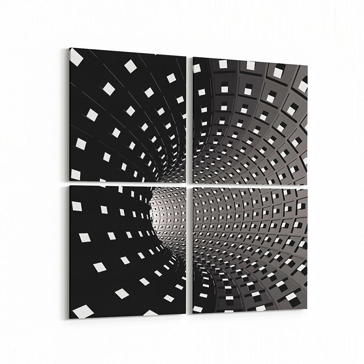 Olla 10249K4 Abstract Girdap Görsel Kare 4'lü Kanvas Tablo (Ölçü: 145X145)