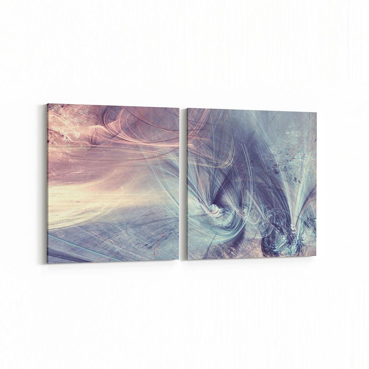 Olla 10362K2Y Abstract Görsel Kare 2'li Yatay Kanvas Tablo (Ölçü: 145X70)