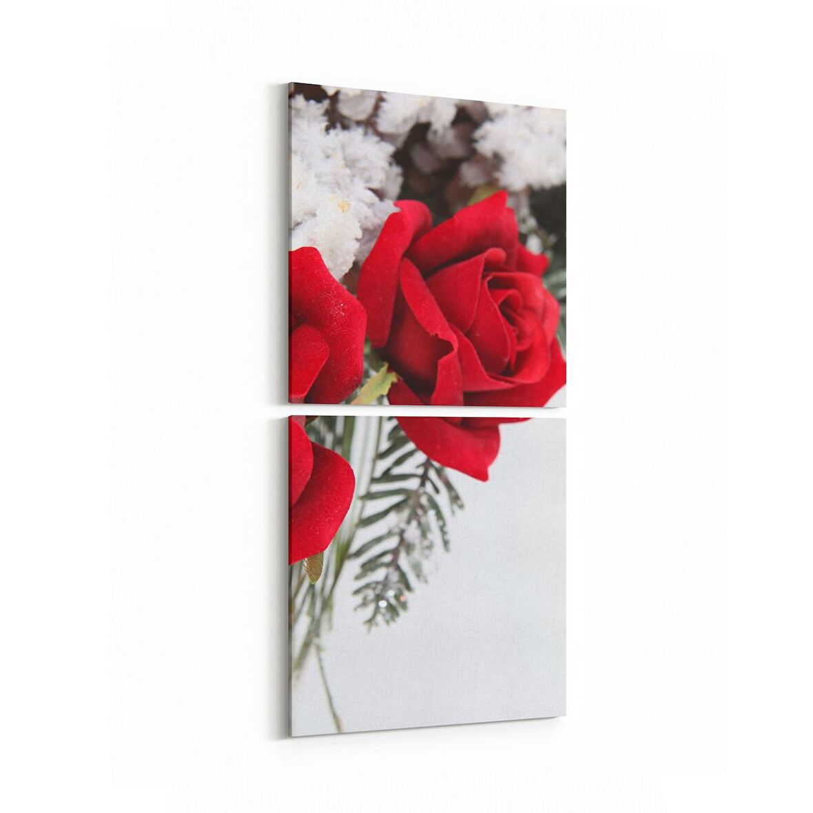 Olla 11565K2D Çiçek Görseli Kare 2'li Dikey Kanvas Tablo (Ölçü: 30X65)