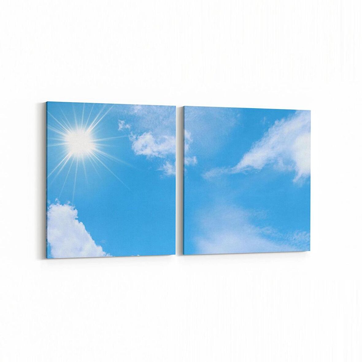 Olla 15650K2Y Gökyüzü Bulut Görseli Kare 2'li Yatay Kanvas Tablo (Ölçü: 145X70)