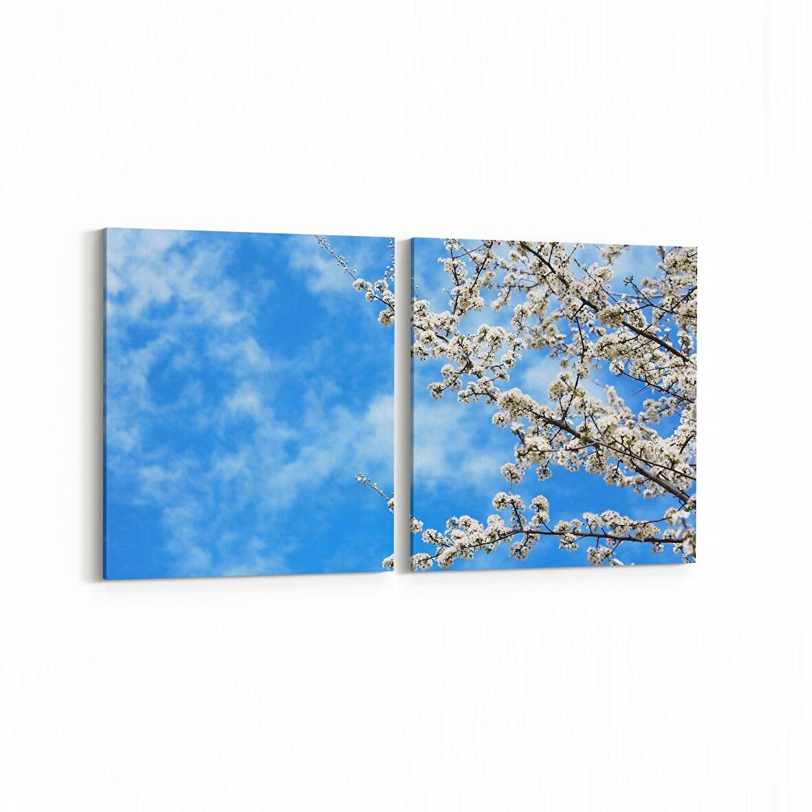 Olla 10472K2Y Ağaç Görseli Kare 2'li Yatay Kanvas Tablo (Ölçü: 125X60)