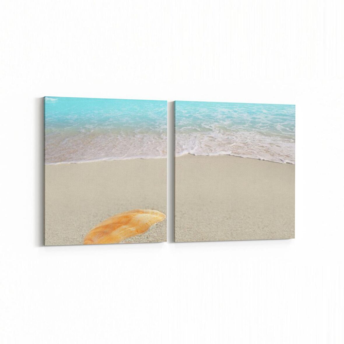 Olla 16614K2Y Kumsal / Sahil Görseli Kare 2'li Yatay Kanvas Tablo (Ölçü: 125X60)