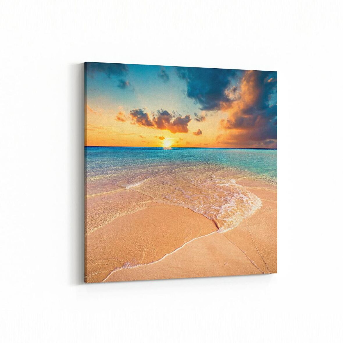 Olla 16068K Günbatımı Görseli Kare Kanvas Tablo (Ölçü: 25X25)