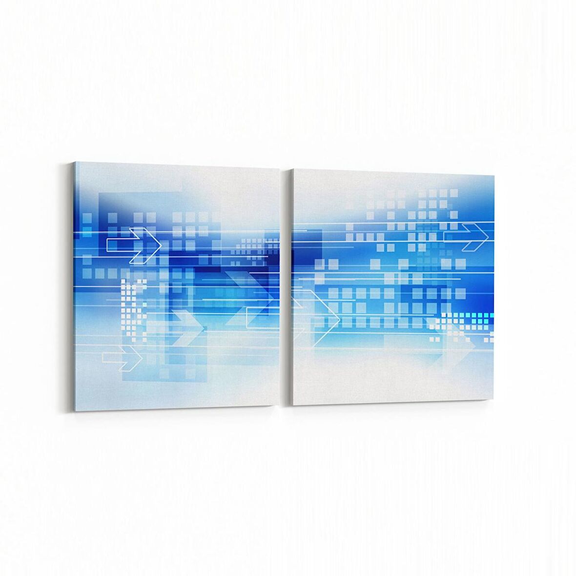 Olla 10384K2Y Abstract Görsel Kare 2'li Yatay Kanvas Tablo (Ölçü: 65X30)