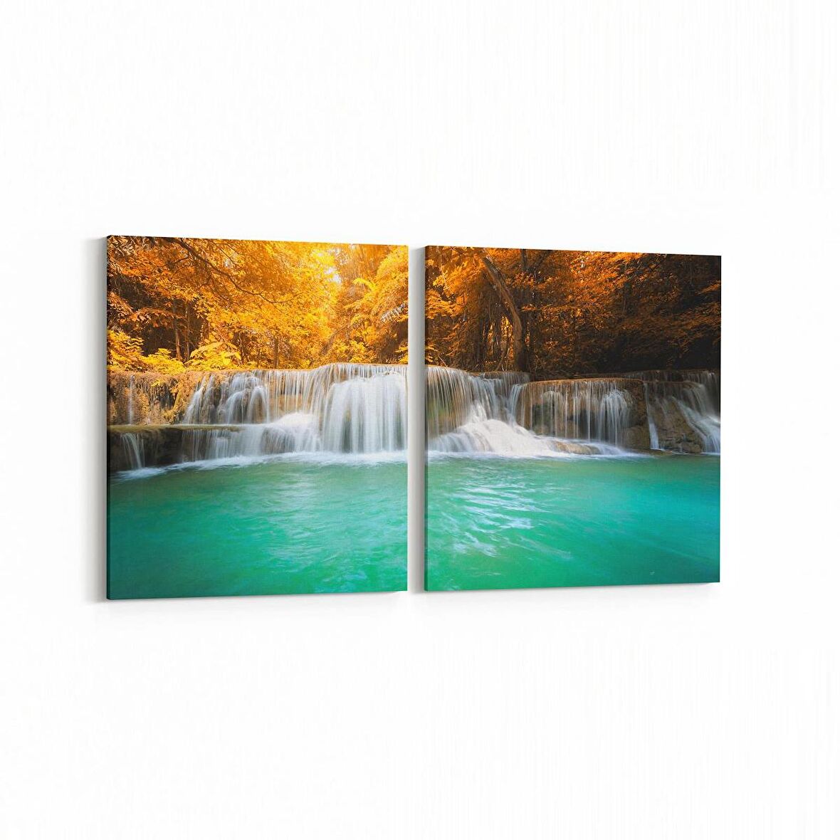 Olla 13913K2Y Doğa / Manzara Görseli Kare 2'li Yatay Kanvas Tablo (Ölçü: 145X70)