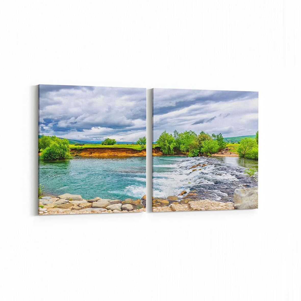 Olla 13835K2Y Doğa / Manzara Görseli Kare 2'li Yatay Kanvas Tablo (Ölçü: 85X40)