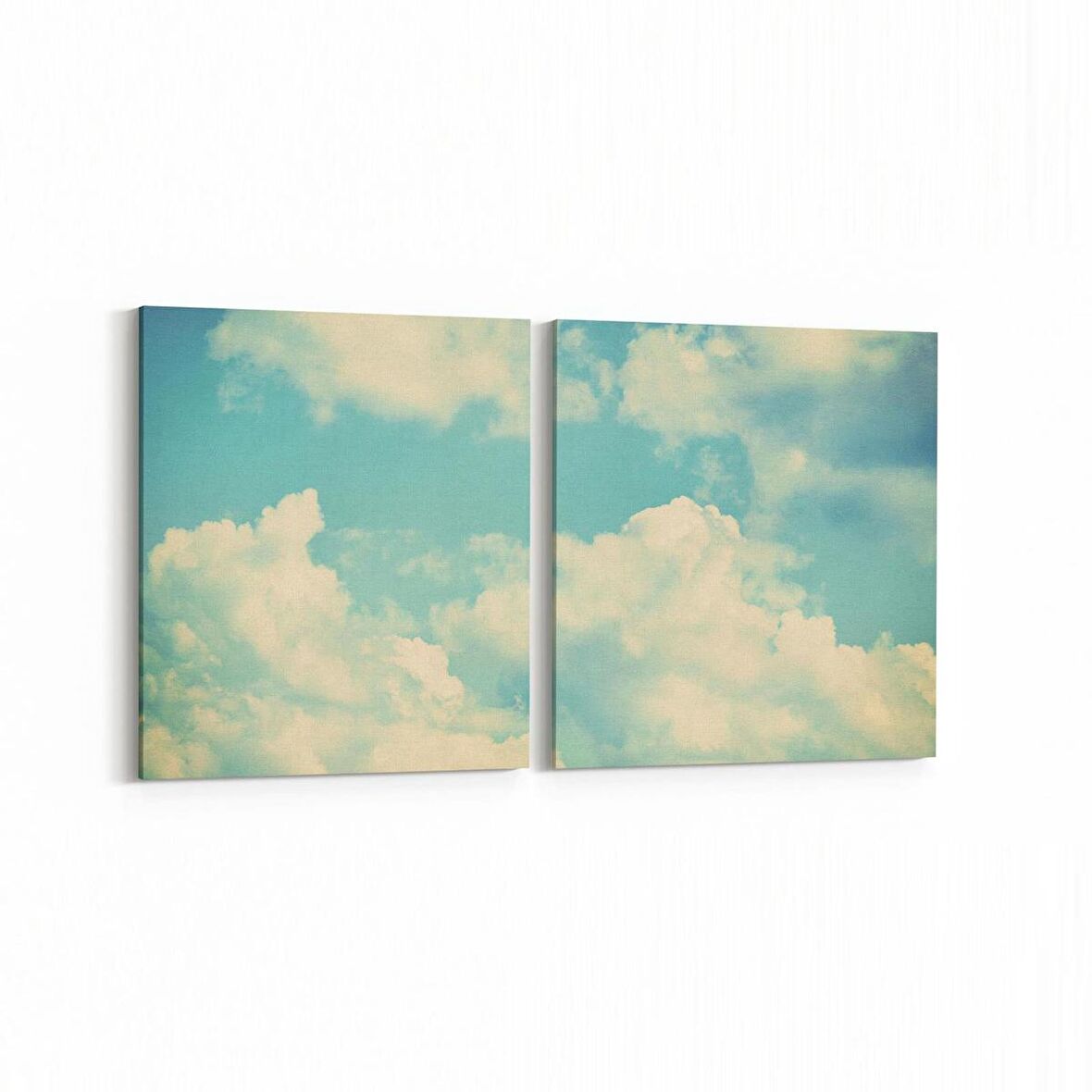 Olla 15525K2Y Gökyüzü Bulut Görseli Kare 2'li Yatay Kanvas Tablo (Ölçü: 145X70)