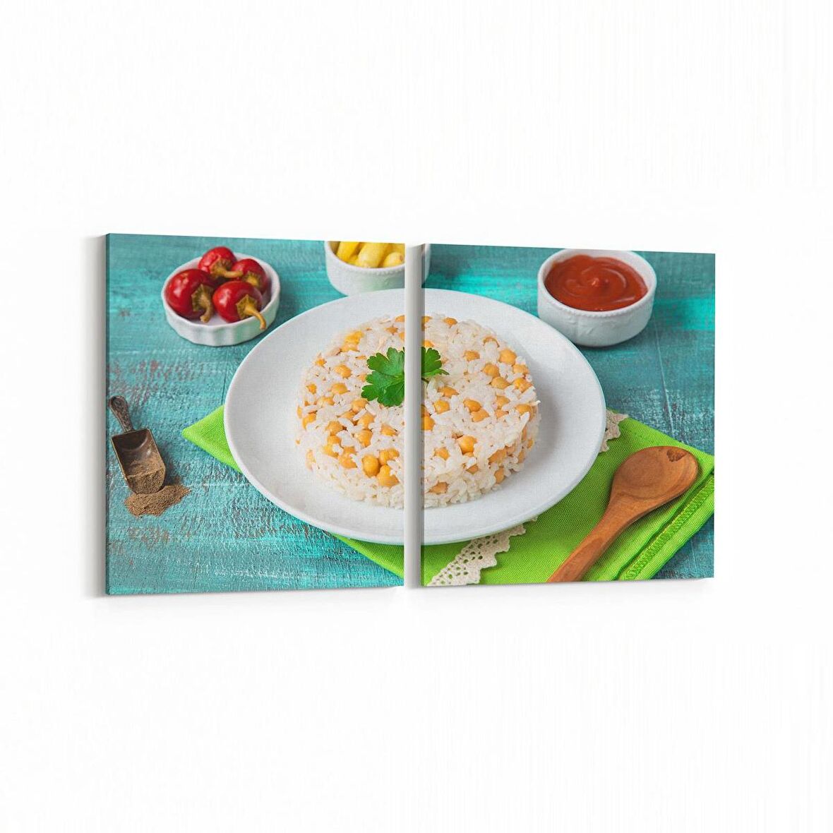 Olla 15098K2Y Gıda Görseli Kare 2'li Yatay Kanvas Tablo (Ölçü: 125X60)