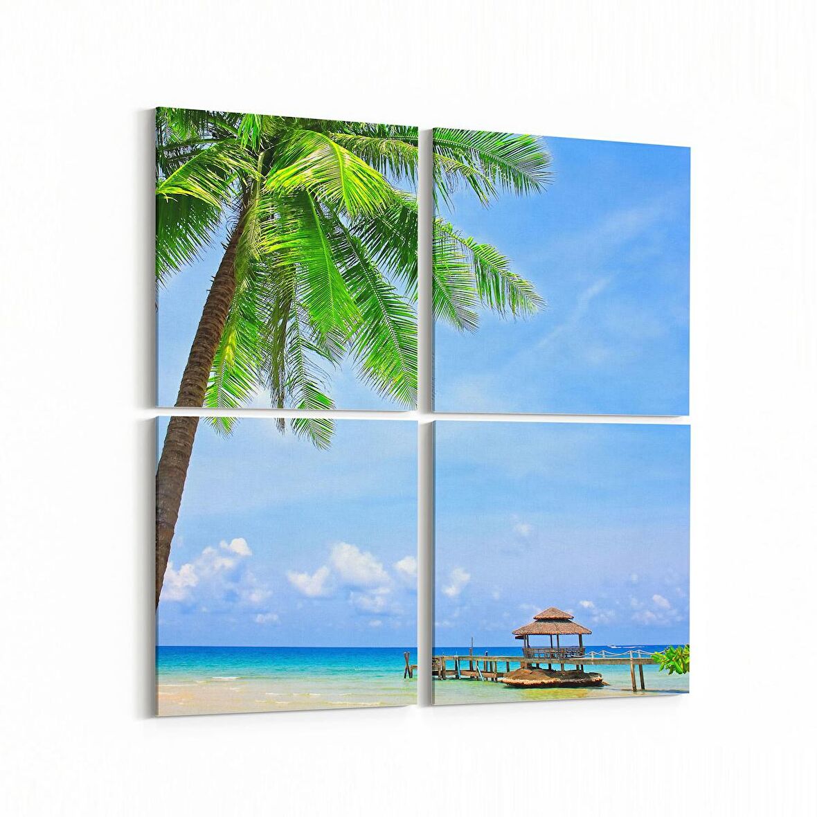 Olla 16416K4 Kumsal / Sahil Görseli Kare 4'lü Kanvas Tablo (Ölçü: 145X145)