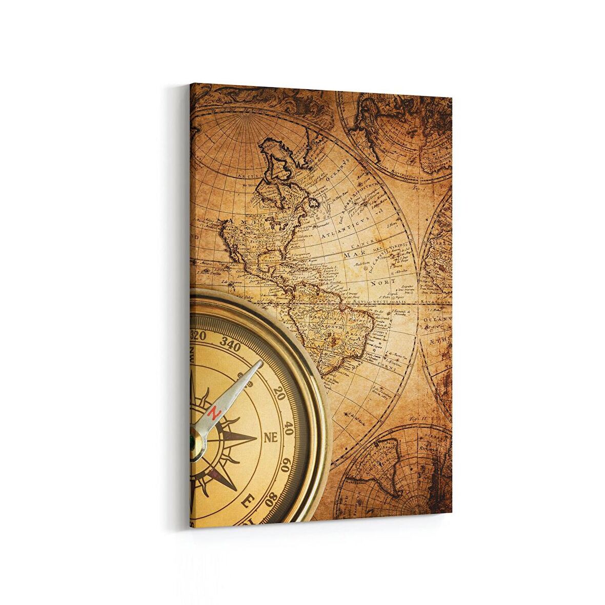 Olla 16239D Harita Görseli Dikey Kanvas Tablo (Ölçü: 100X150)