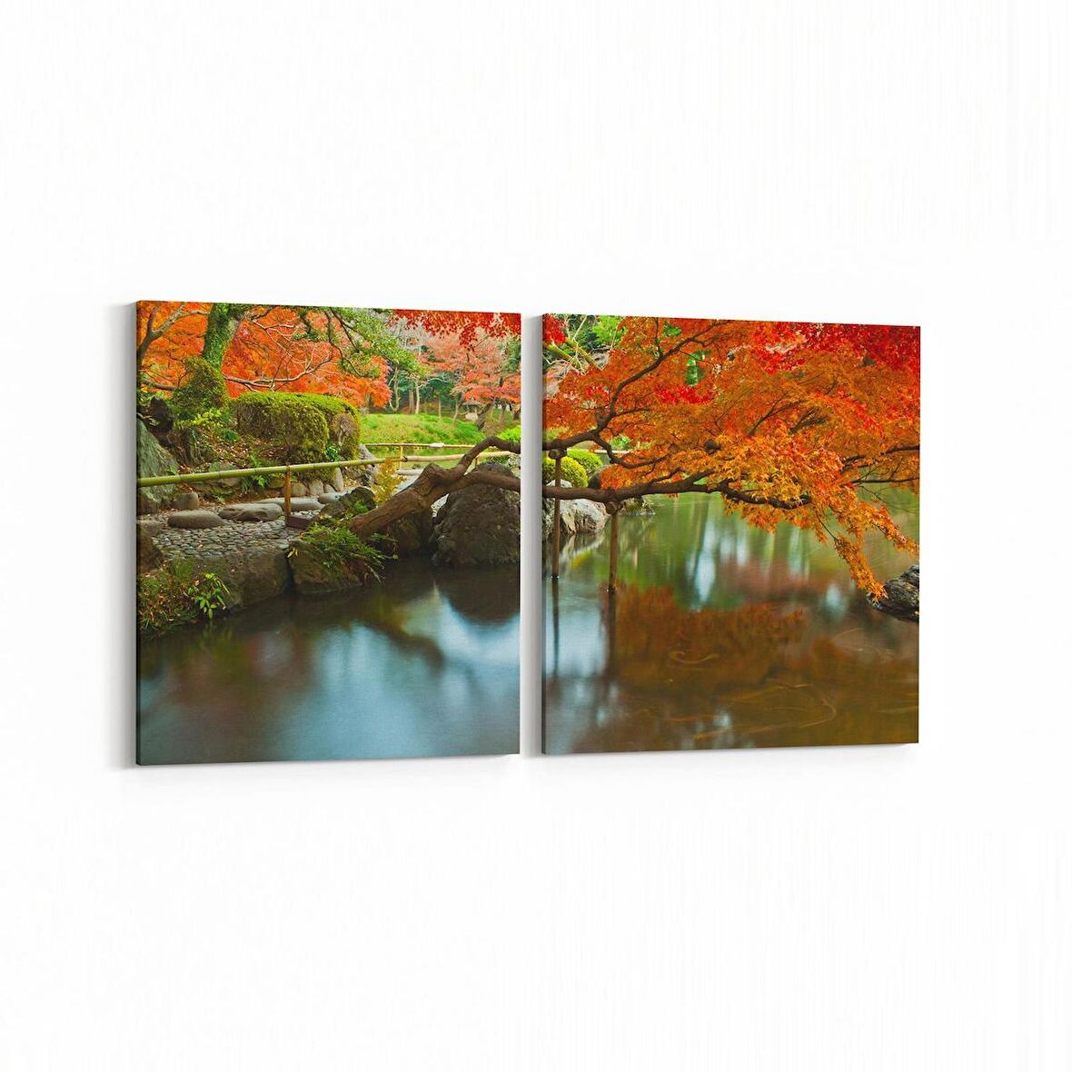 Olla 13343K2Y Doğa / Manzara Görseli Kare 2'li Yatay Kanvas Tablo (Ölçü: 65X30)