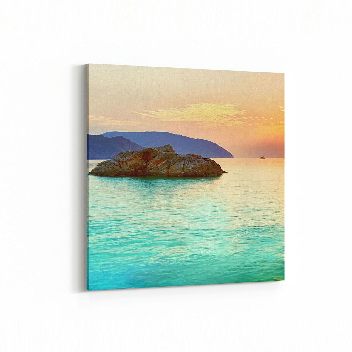 Olla 16098K Günbatımı Görseli Kare Kanvas Tablo (Ölçü: 30X30)