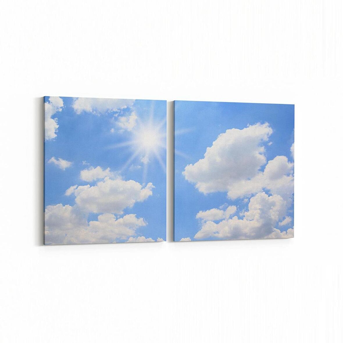 Olla 15728K2Y Gökyüzü Bulut Görseli Kare 2'li Yatay Kanvas Tablo (Ölçü: 65X30)