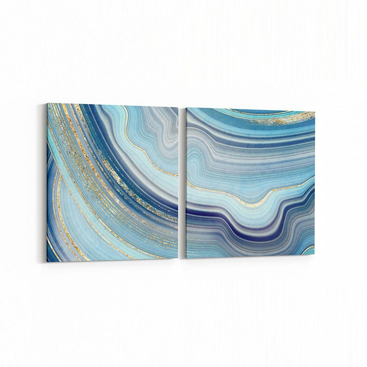 Olla 16675K2Y Mermer Desen Görsel Kare 2'li Yatay Kanvas Tablo (Ölçü: 125X60)