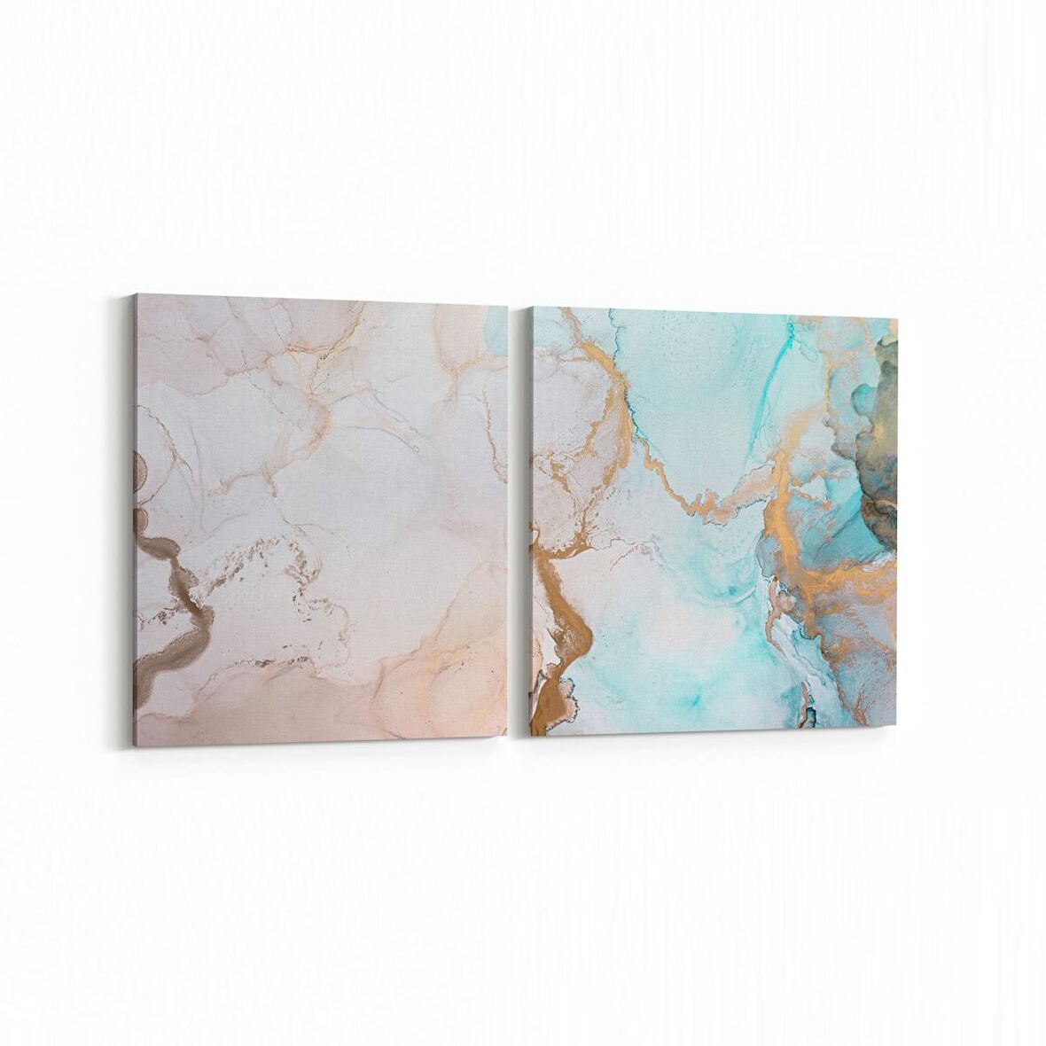 Olla 16680K2Y Mermer Desen Görsel Kare 2'li Yatay Kanvas Tablo (Ölçü: 125X60)