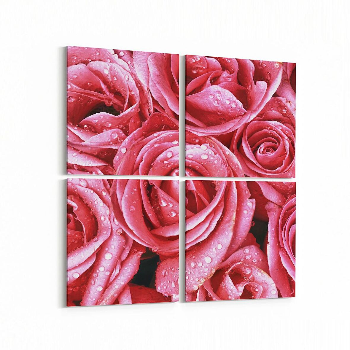 Olla 11640K4 Çiçek Görseli Kare 4'lü Kanvas Tablo (Ölçü: 65X65)