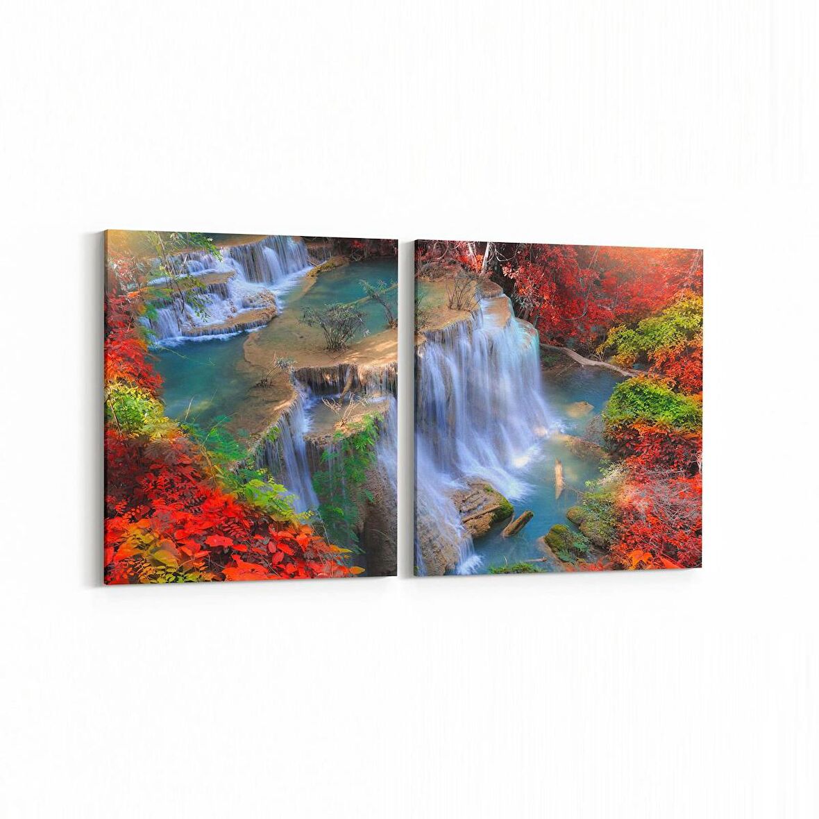 Olla 13781K2Y Doğa / Manzara Görseli Kare 2'li Yatay Kanvas Tablo (Ölçü: 145X70)