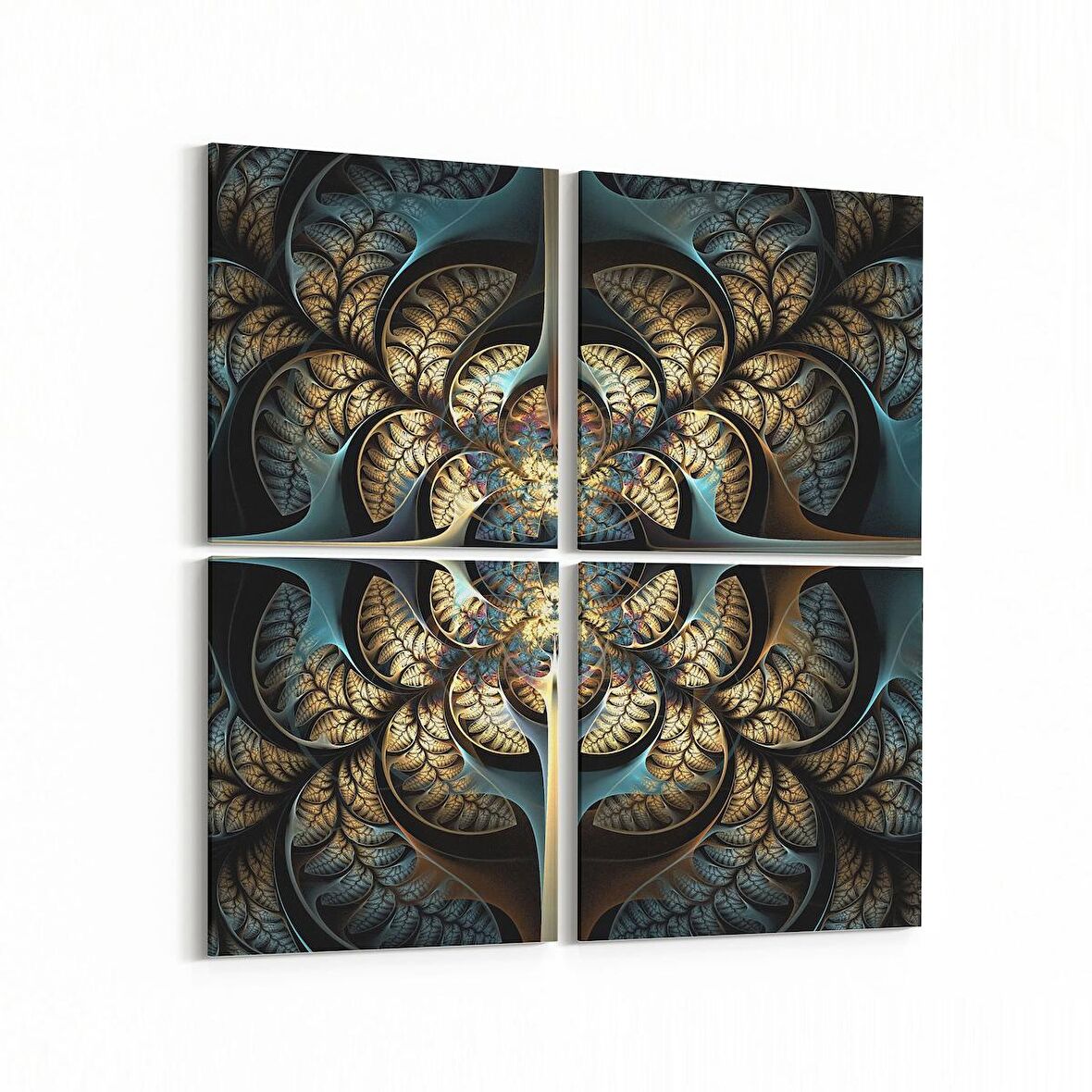 Olla 10307K4 Abstract Görsel Kare 4'lü Kanvas Tablo (Ölçü: 105X105)