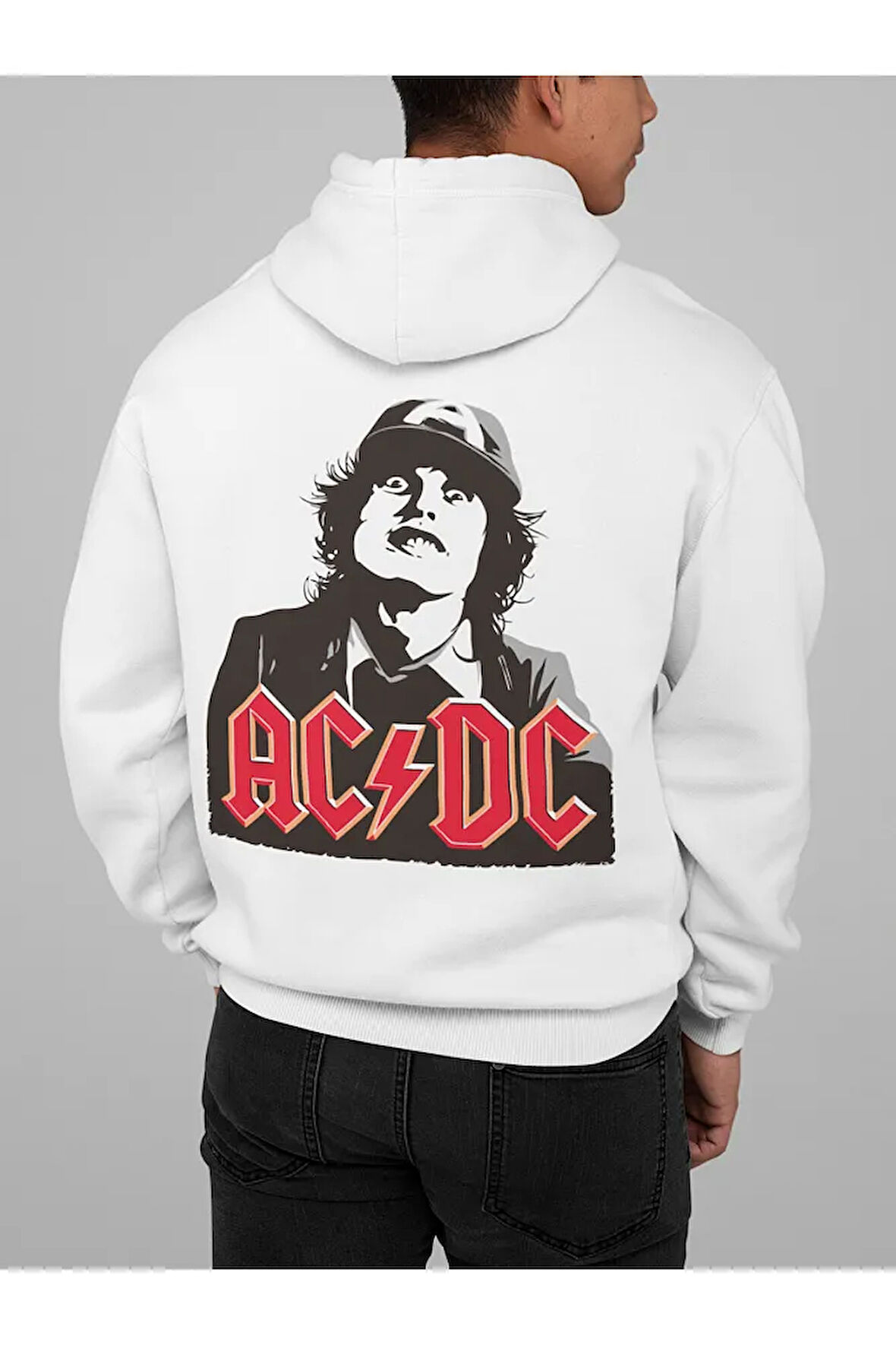 AC DC Baskılı Unisex Oversize Müzik Grubu Rock Metal Hoodie