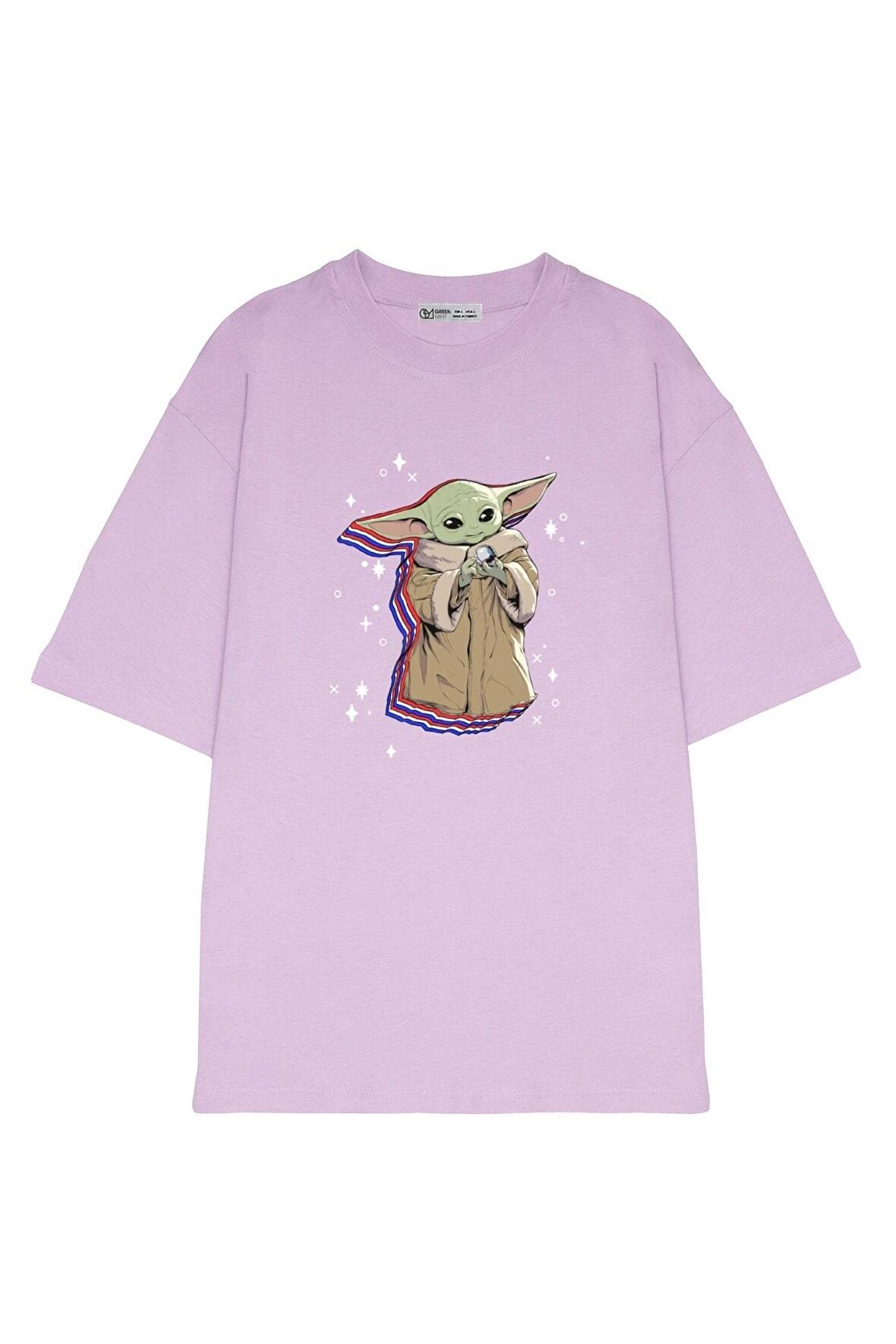 Unisex Oversize T-shirt The Mandalorian Red White And Blue Shadow Grogu